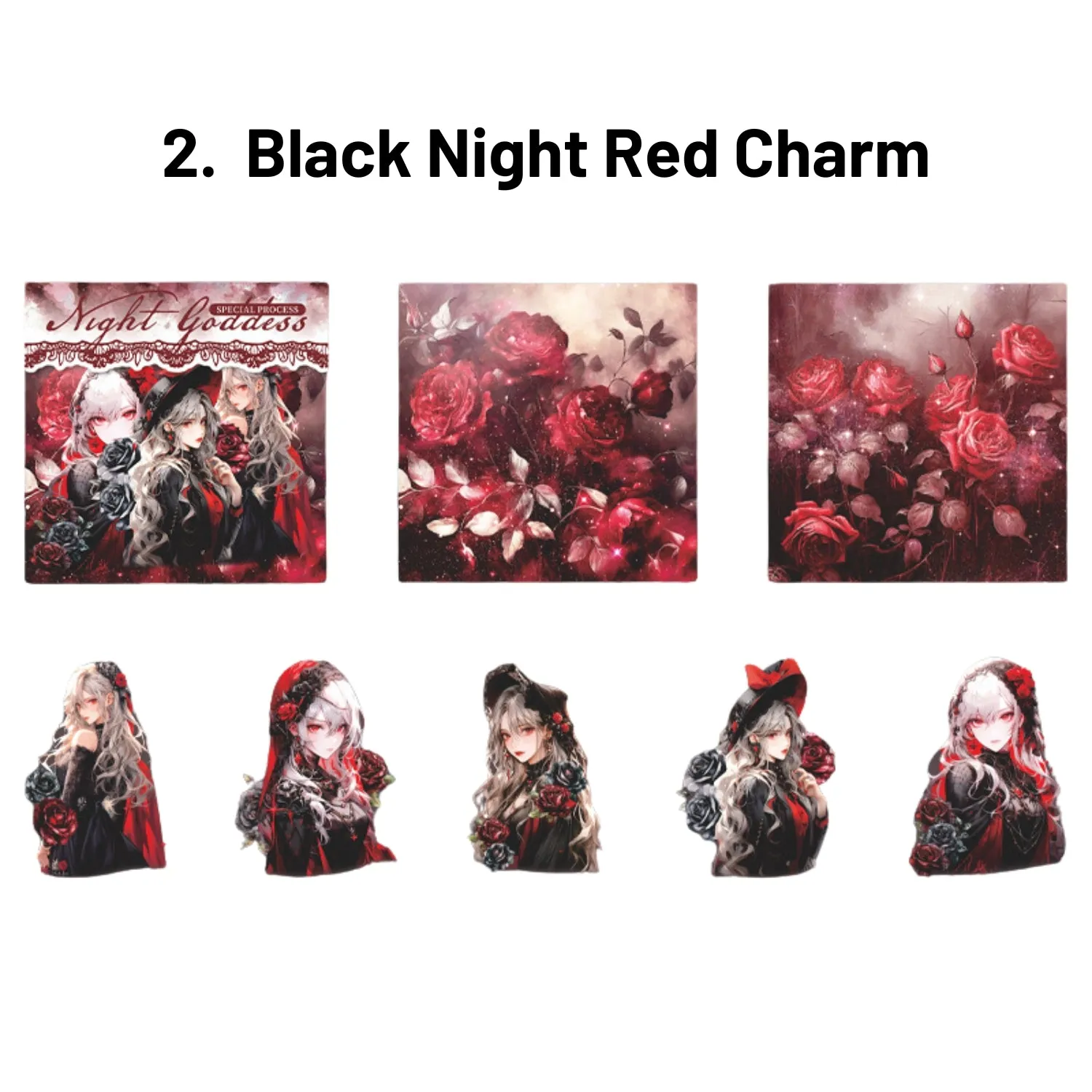 Dark Night Goddess Series Shell Light Dual Material Character Theme Sticker Pack