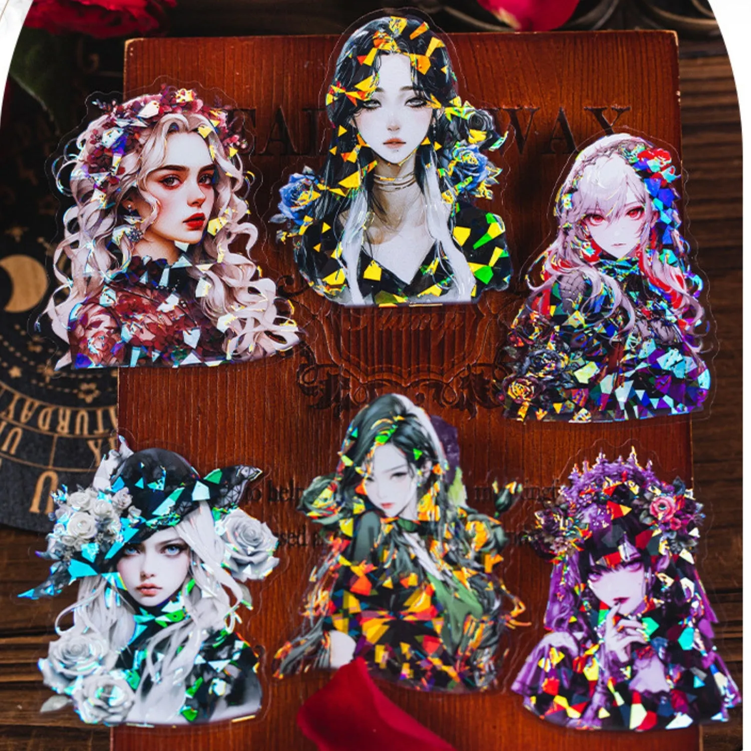 Dark Night Goddess Series Shell Light Dual Material Character Theme Sticker Pack