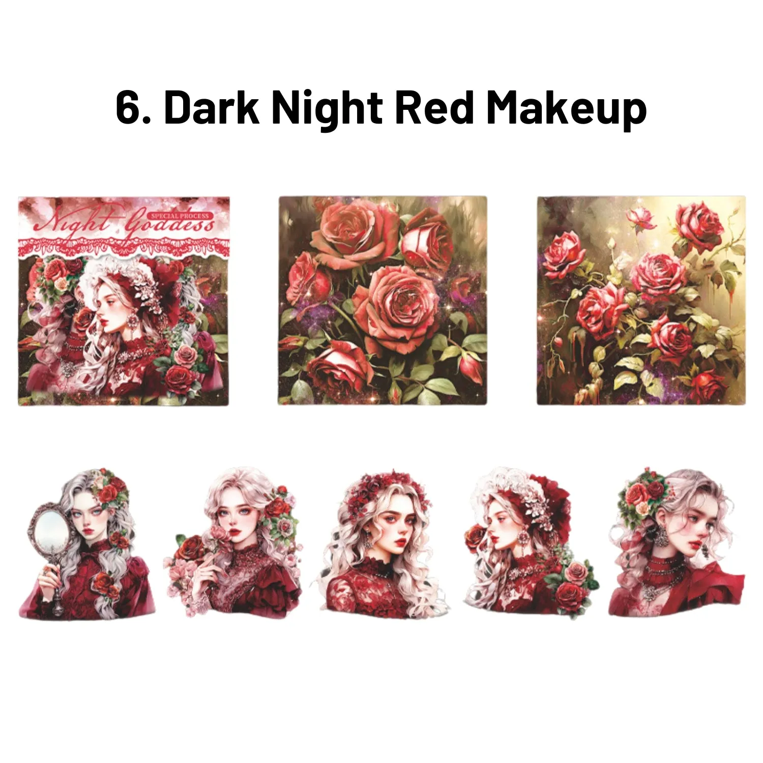 Dark Night Goddess Series Shell Light Dual Material Character Theme Sticker Pack