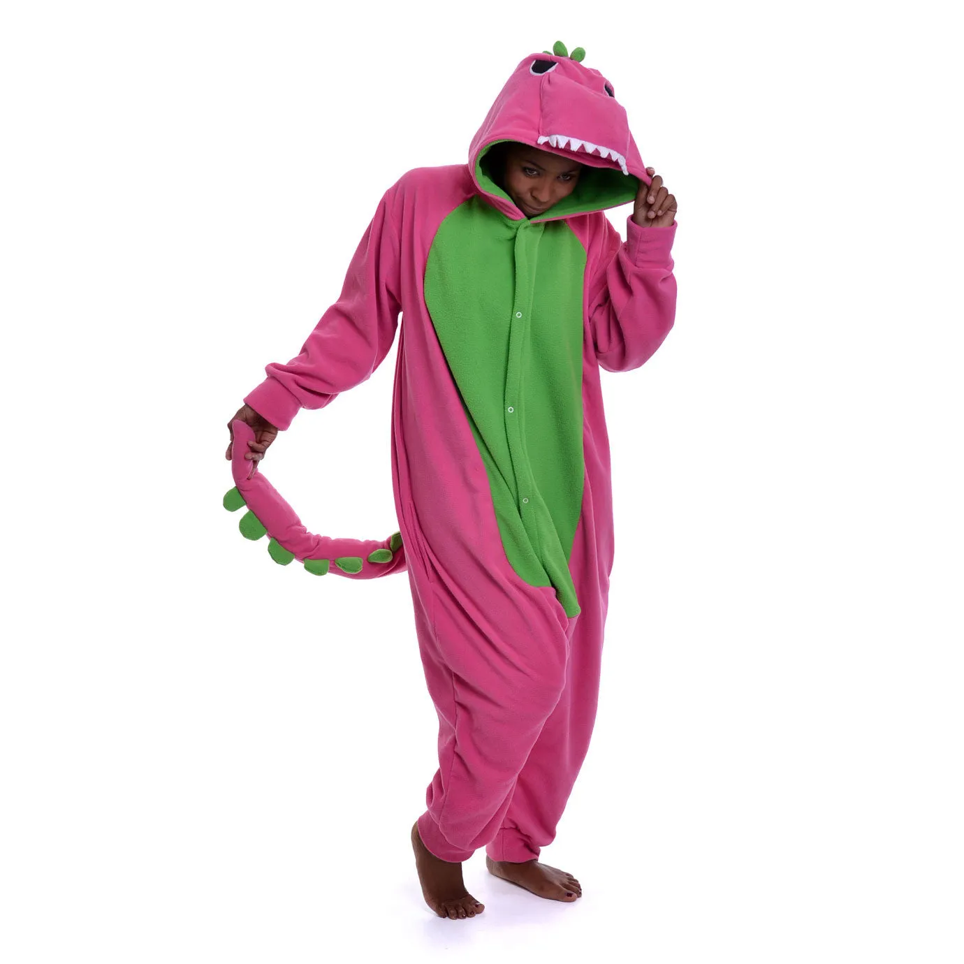 Dinosaur Onesie (pink/ lime green)