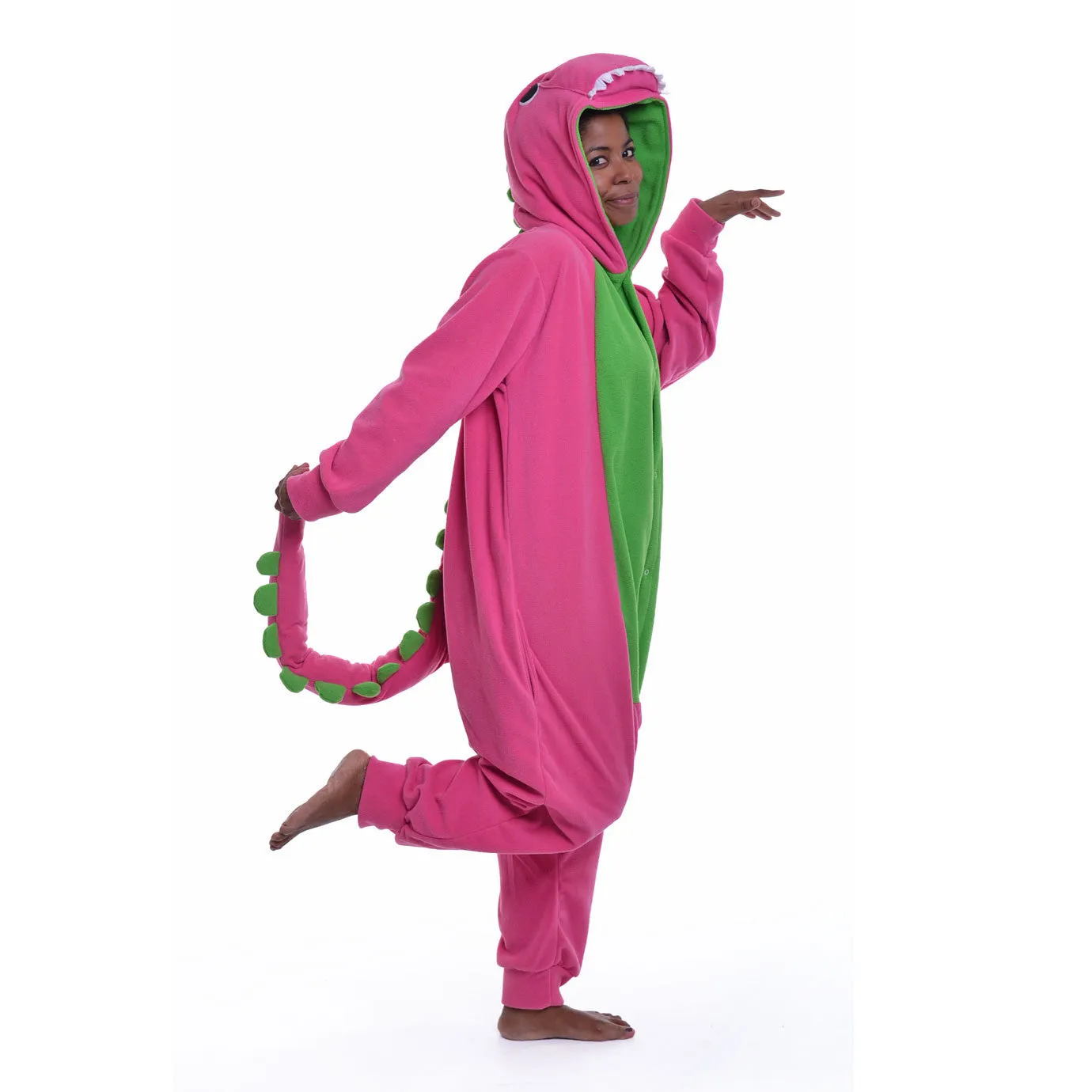 Dinosaur Onesie (pink/ lime green)