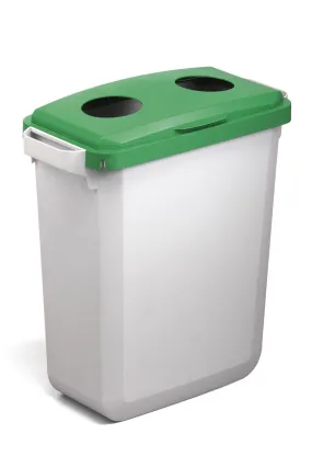 Durable DURABIN Grey Rectangular Recycling Bin   Green Hinged Bottle Lid | 60L