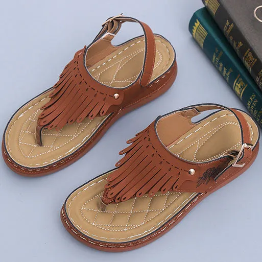 elveswallet Chic Fringe Wedge Flip-Flops