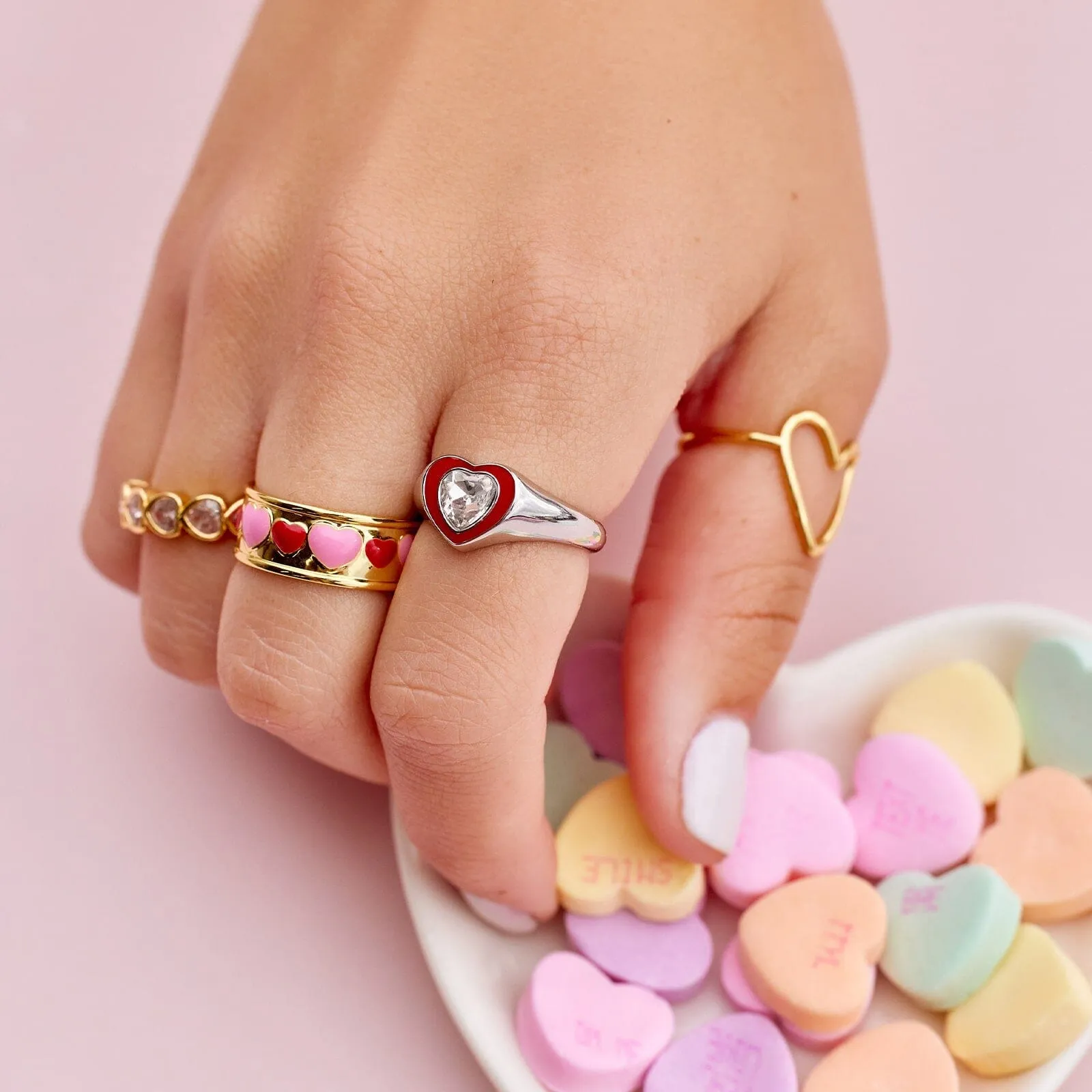 Enamel Heart Ring