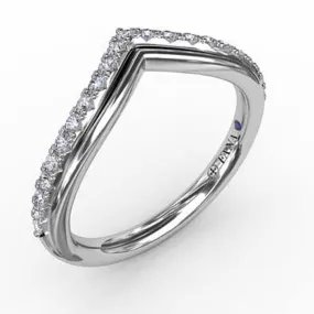 Fana .23CTW French Pavé Chevron Diamond Wedding Band in 14K White Gold