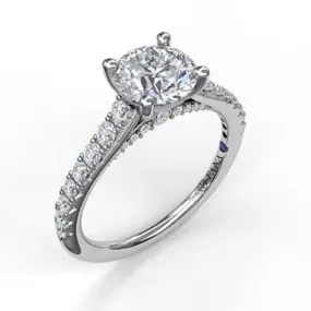 Fana .48CTW Raised Shoulder Engagement Ring Semi-Mounting in 14K White Gold