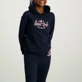 Girls Navy Hooded Sweater