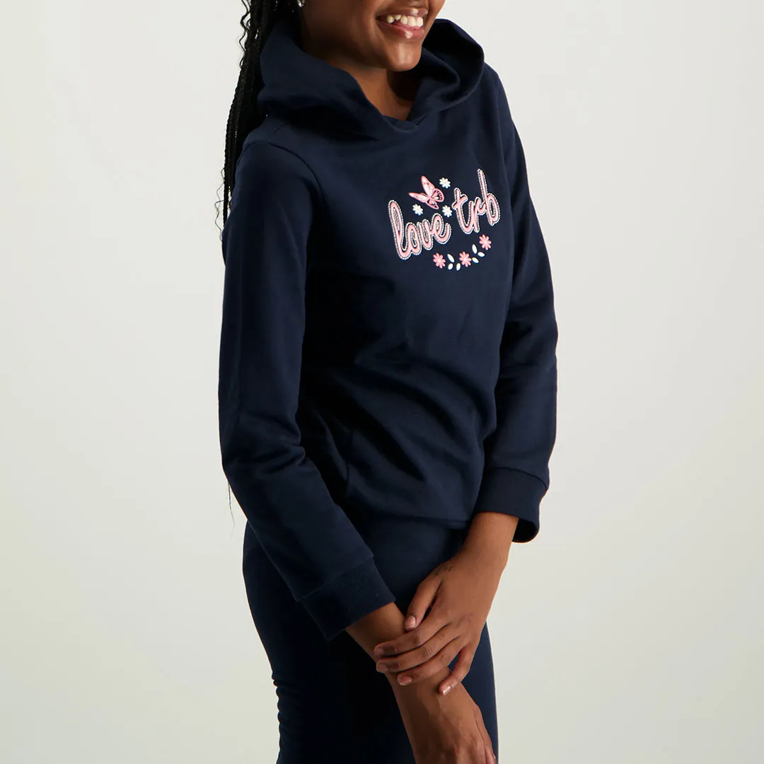 Girls Navy Hooded Sweater