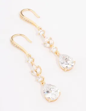 Gold French Pear Drop Earrings