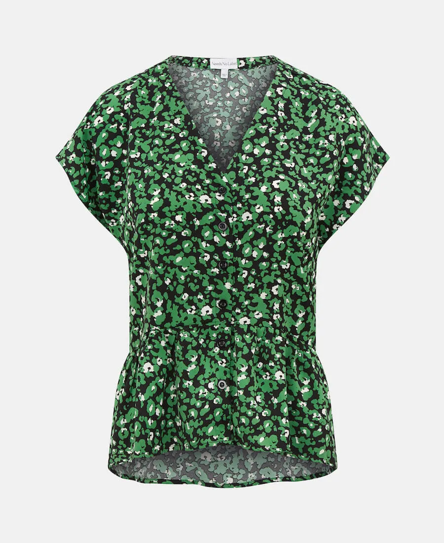 Green Animal Tiered Hem Top