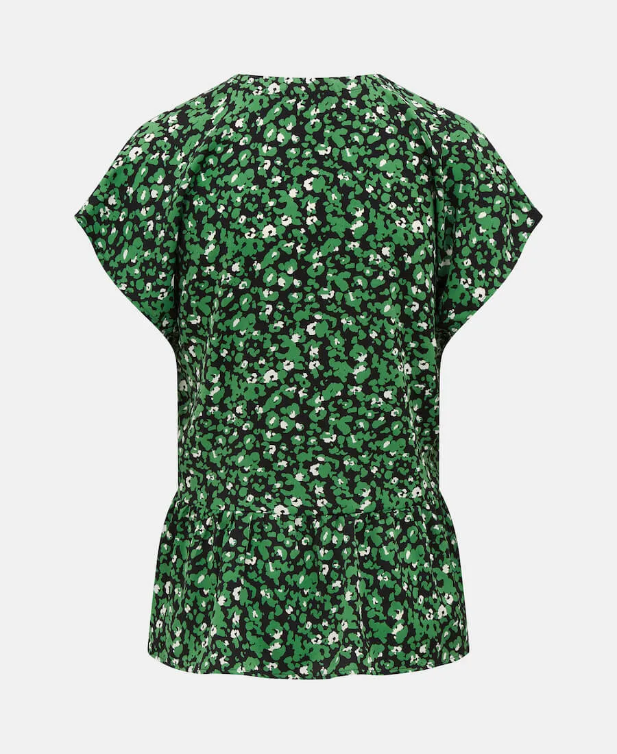 Green Animal Tiered Hem Top