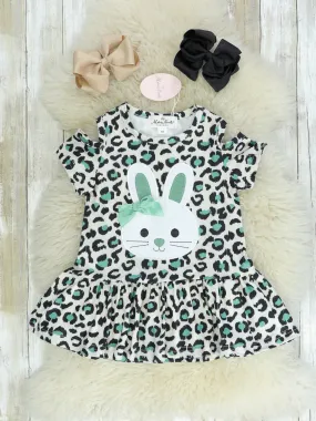 Green Leopard Bunny Ruffle Dress