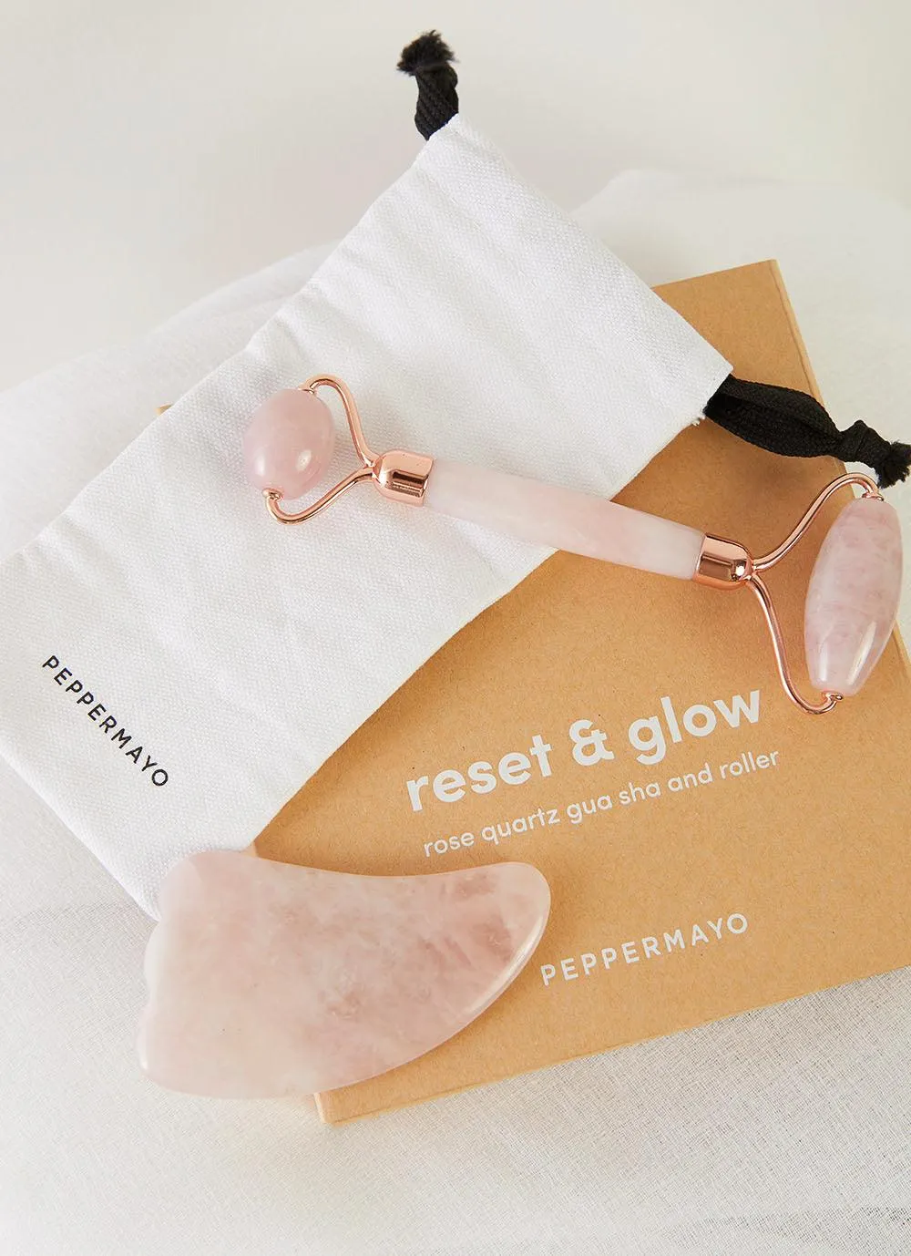 Gua Sha & Roller Set - Rose Quartz