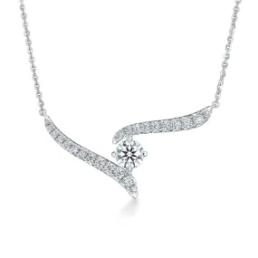 Hearts On Fire 18 1.0CTW VELA Crossover Pendant Necklace in 18K White Gold