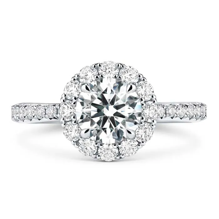 Hearts On Fire 1.80CTW Vela Halo Complete Engagement Ring With Diamond Band in Platinum