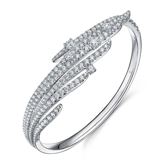 Hearts On Fire 4.80CTW Vela French Cut Pavé Bangle in 18K White Gold