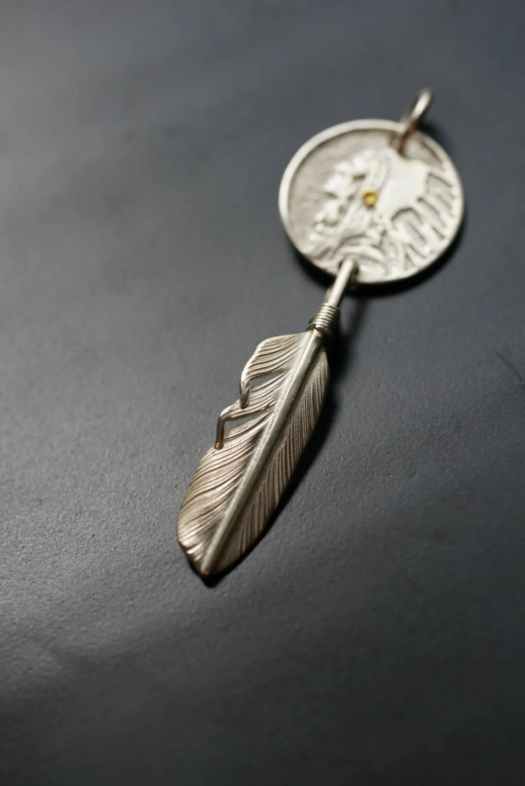 Indian Face Dreamcatcher w/ Silver Feather