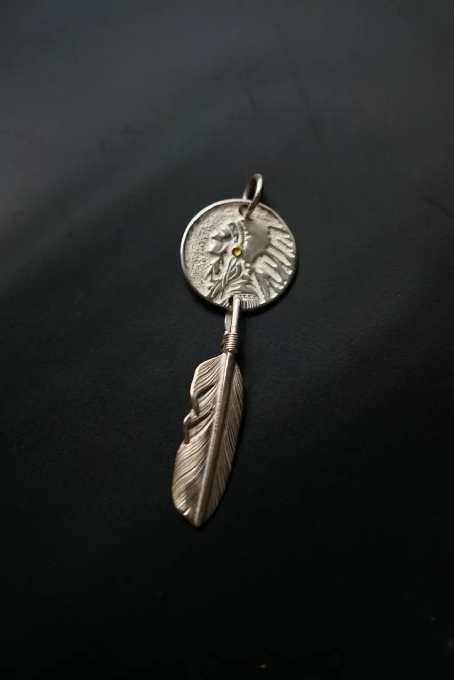 Indian Face Dreamcatcher w/ Silver Feather