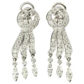 JE Caldwell Antique Platinum and Diamond French Post Earrings