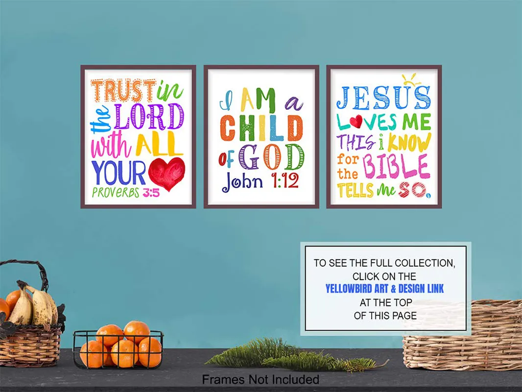 Jesus Loves Me - Trust in the Lord With All Your Heart - Child of God Wall Decor - Religious Scripture Wall Decor - Catholic Christian Gifts for Women, Kids, Pastor, Minister - Bible Verse Wall Art