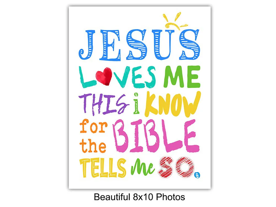 Jesus Loves Me - Trust in the Lord With All Your Heart - Child of God Wall Decor - Religious Scripture Wall Decor - Catholic Christian Gifts for Women, Kids, Pastor, Minister - Bible Verse Wall Art