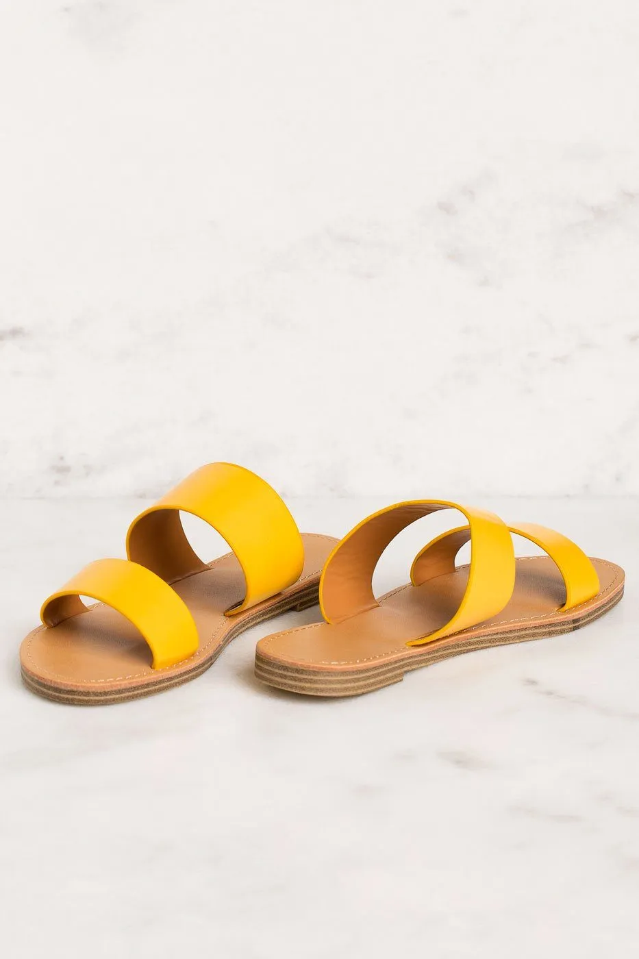 Katida Mustard Slide On Sandals