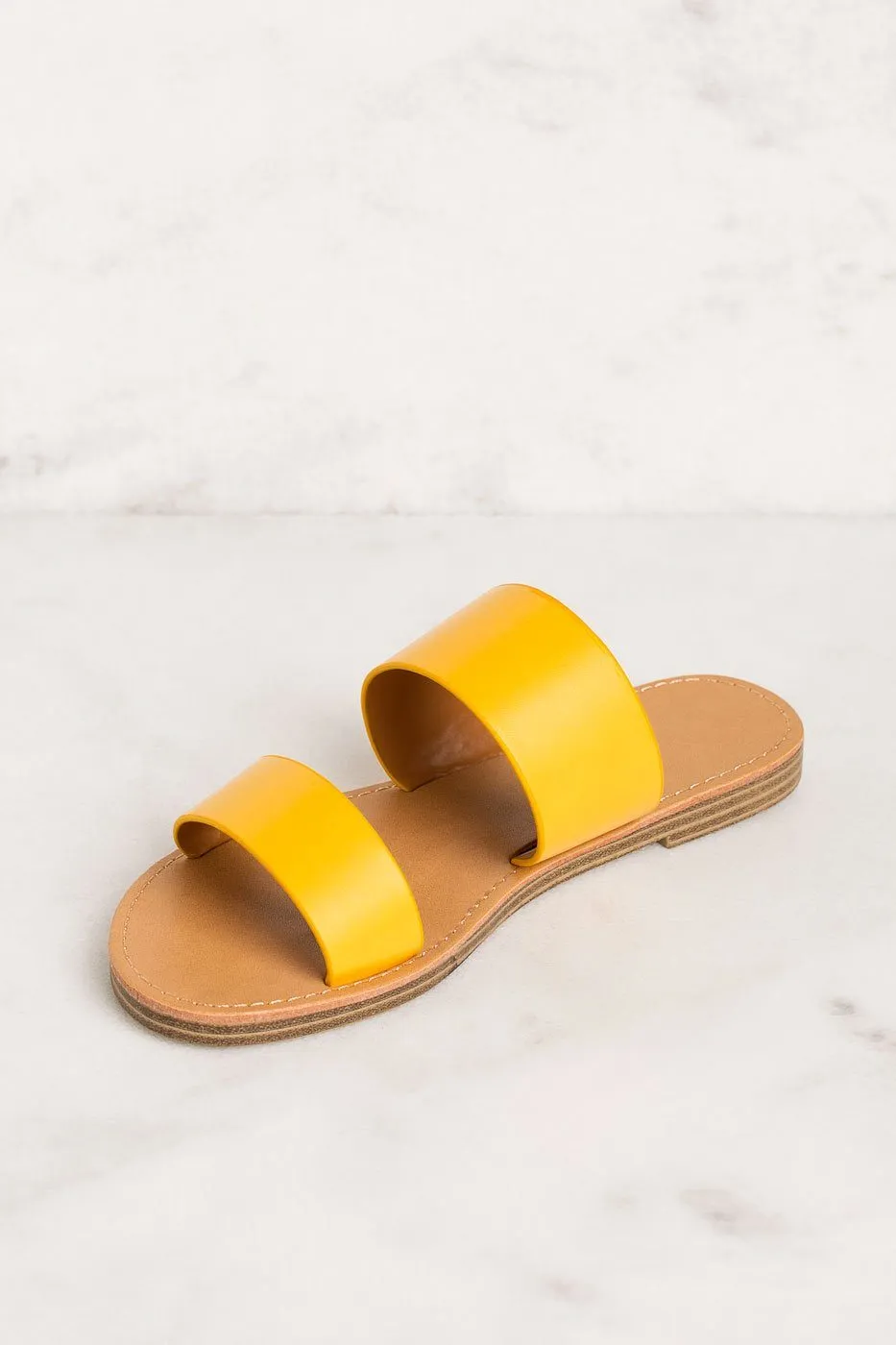 Katida Mustard Slide On Sandals