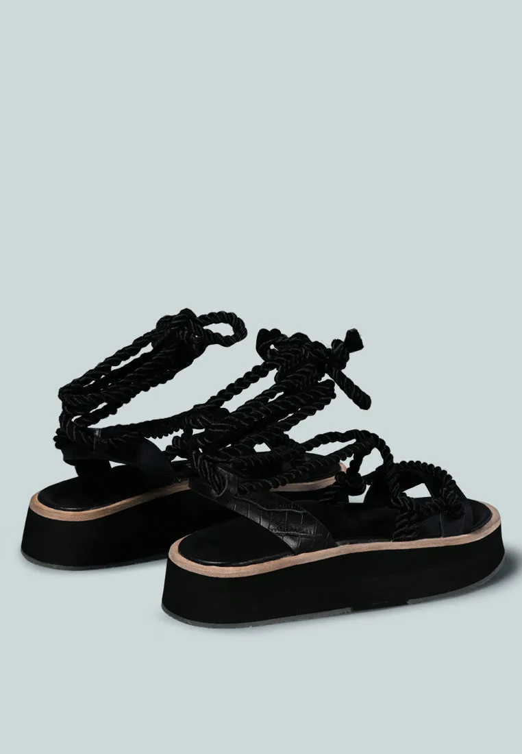 Kendall Strings Platform Leather Sandal By Ruw