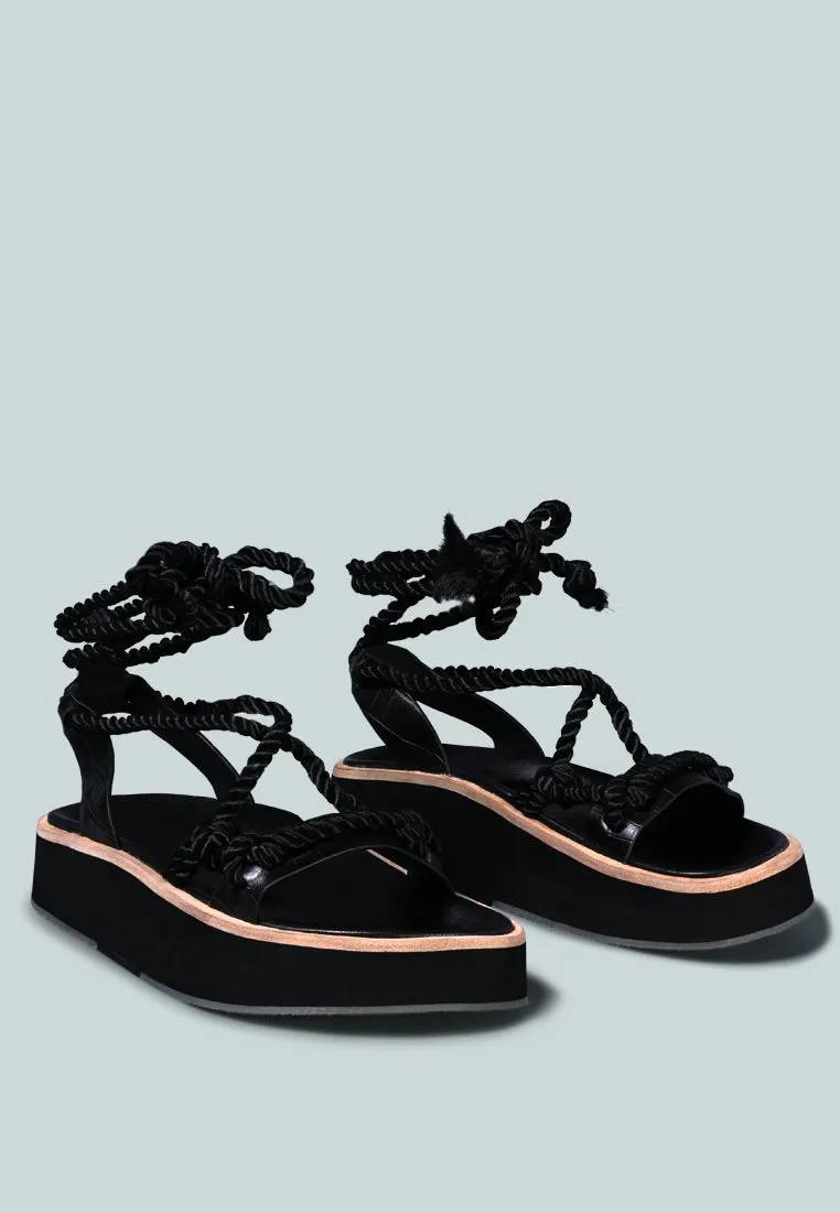 Kendall Strings Platform Leather Sandal By Ruw