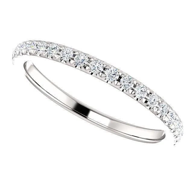 Kenla Round Diamond or Moissanite 3/4 Eternity French Pave Wedding & Anniversary Band