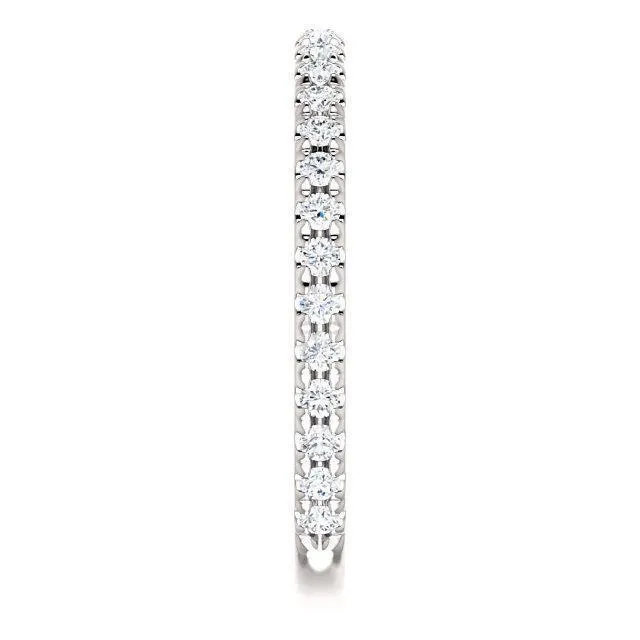 Kenla Round Diamond or Moissanite 3/4 Eternity French Pave Wedding & Anniversary Band