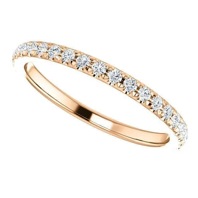 Kenla Round Diamond or Moissanite 3/4 Eternity French Pave Wedding & Anniversary Band