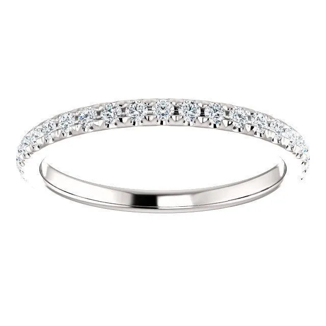 Kenla Round Diamond or Moissanite 3/4 Eternity French Pave Wedding & Anniversary Band