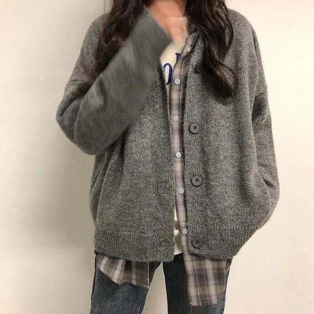 Knit Cardigan With Large Buttons