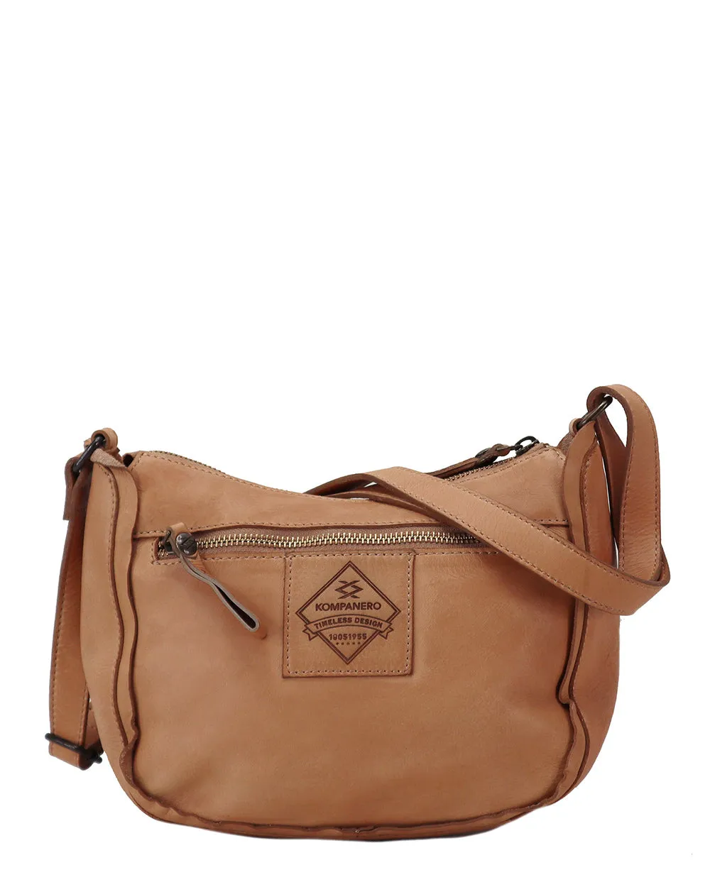 Kompanero Juniper Taupe Leather Crossbody Bag