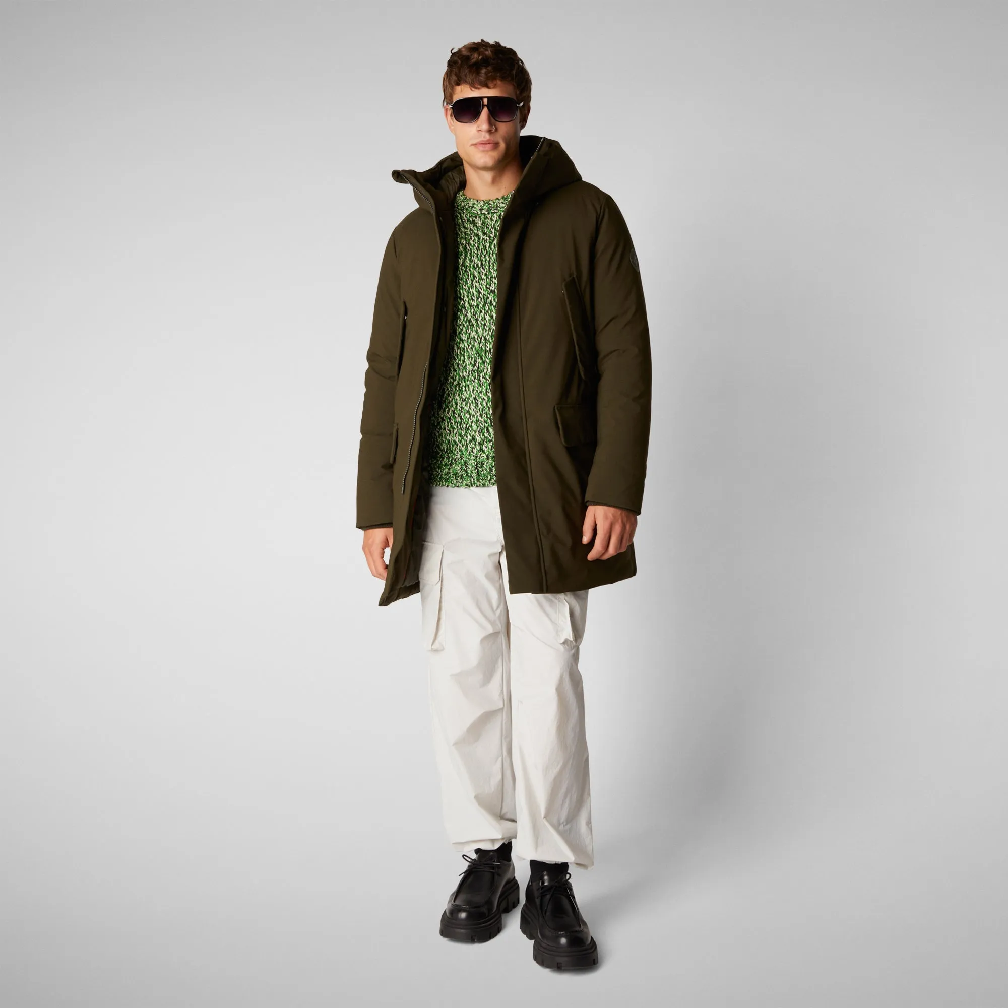 Man's hooded parka Wilson in land green