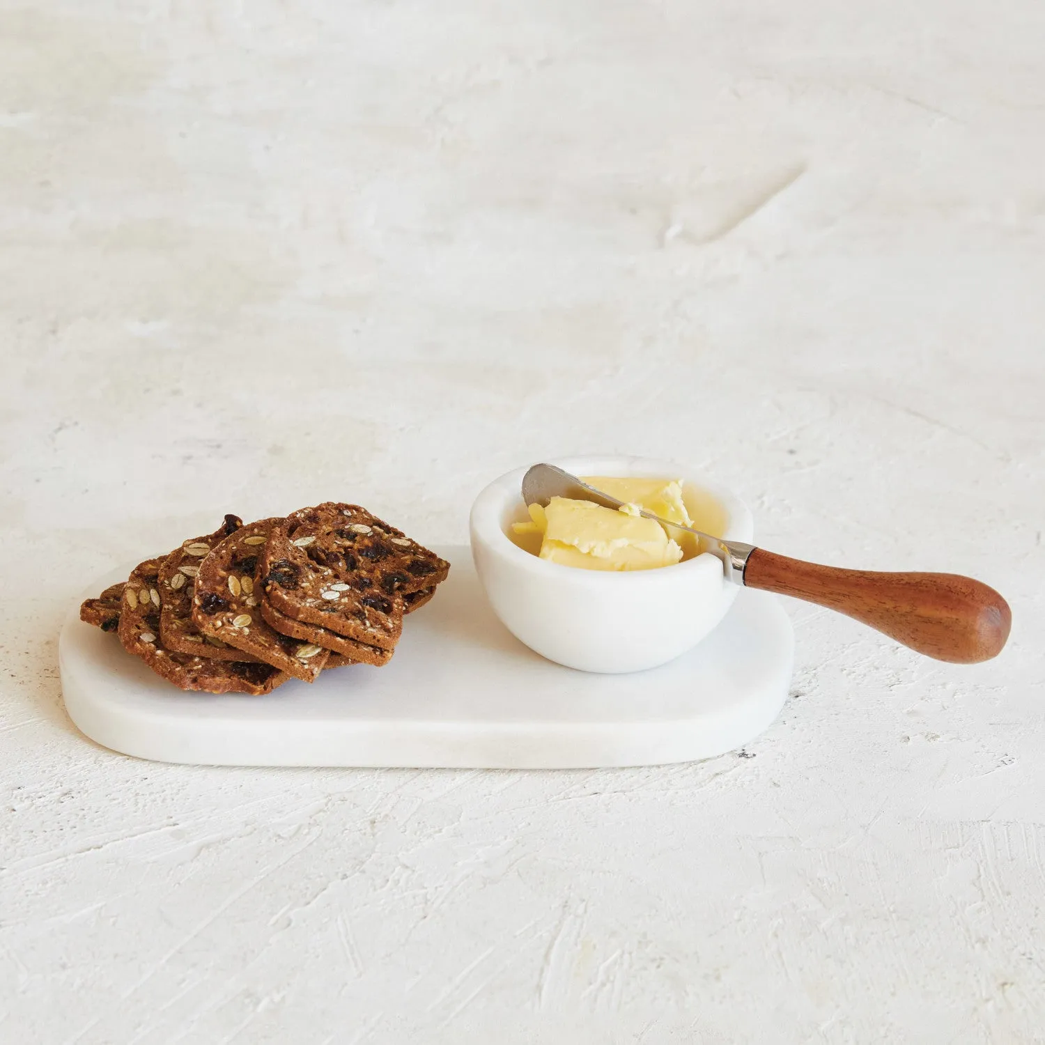 Marble Cheese/Serving Board w/ Marble Bowl & Canape Knife