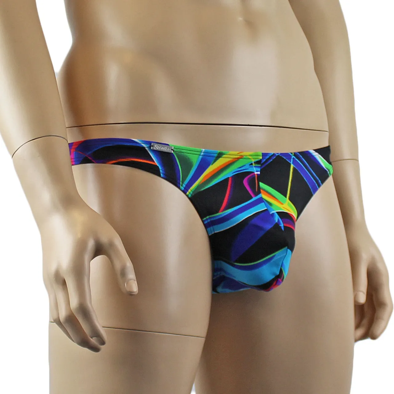 Mens Festival Party Electric Light Swirls Mini Thong Underwear