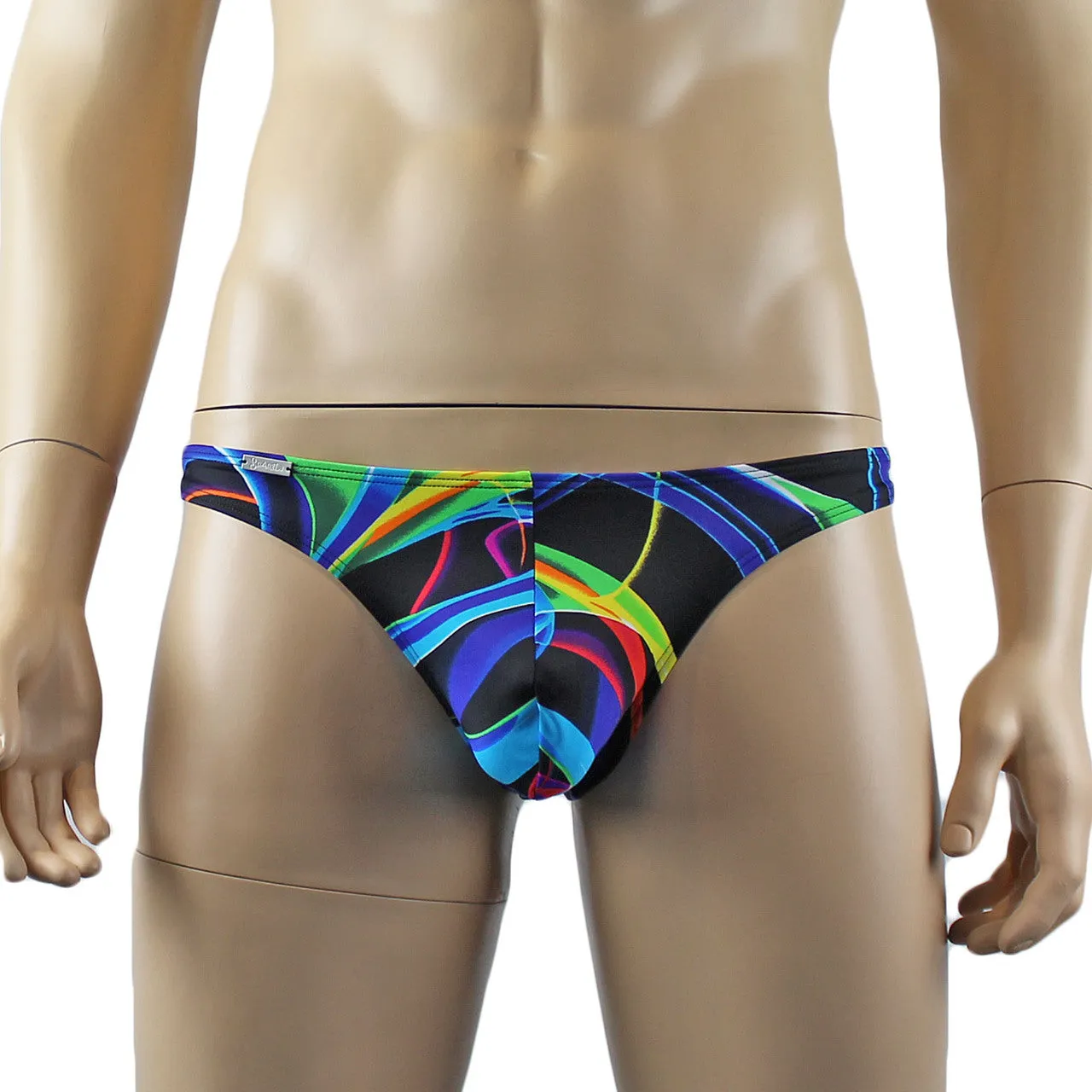 Mens Festival Party Electric Light Swirls Mini Thong Underwear