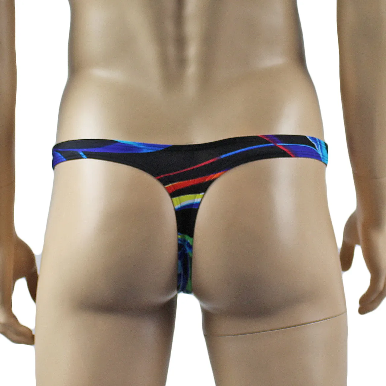 Mens Festival Party Electric Light Swirls Mini Thong Underwear