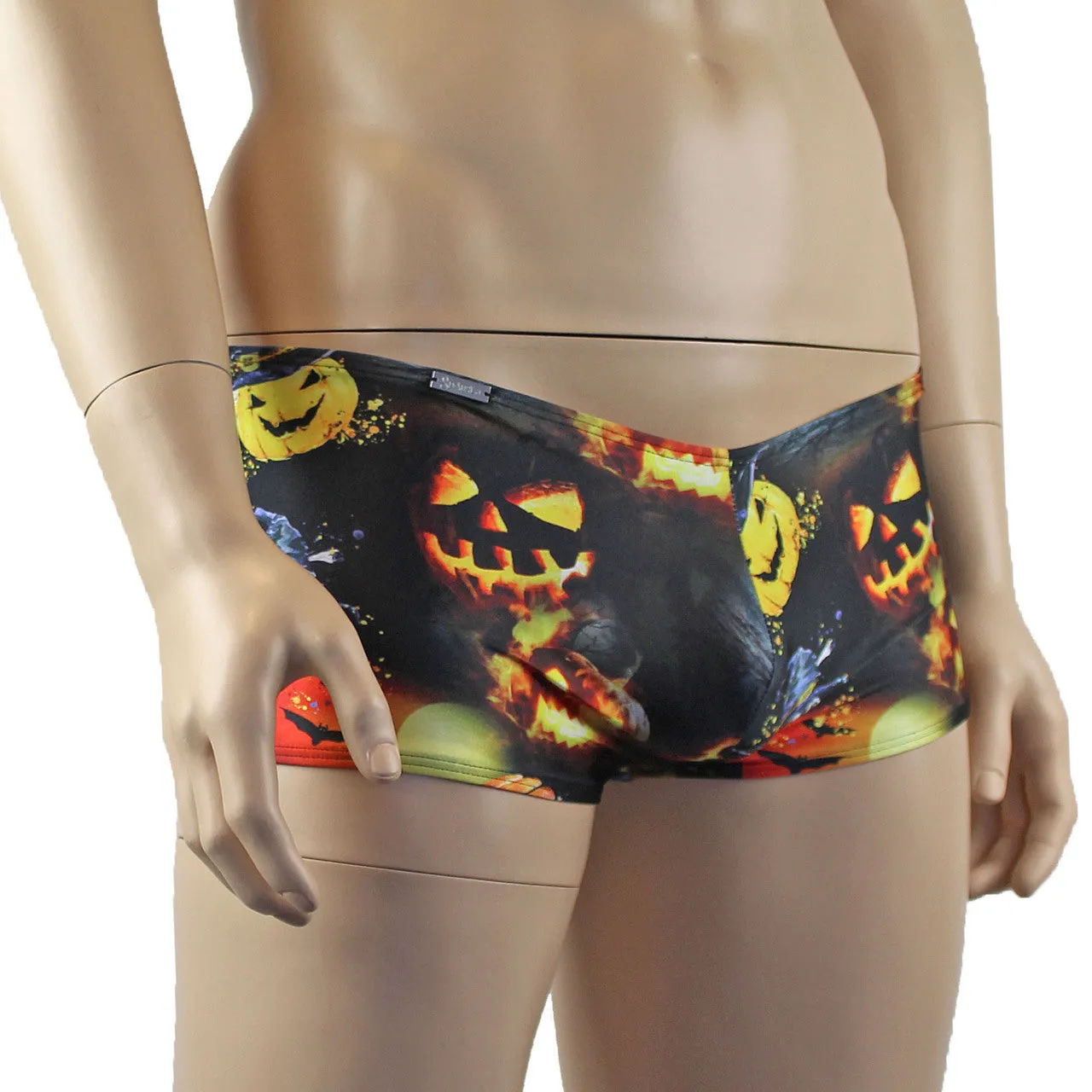 Mens Halloween Fire Breathing Pumpkins and Witches Boxer Shorts