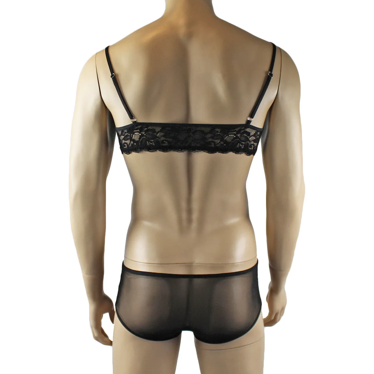 Mens Kristy Lingerie Bra Top and Boxer Briefs Black