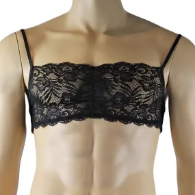 Mens Kristy Lingerie Bra Top in Lace with thin Straps Black