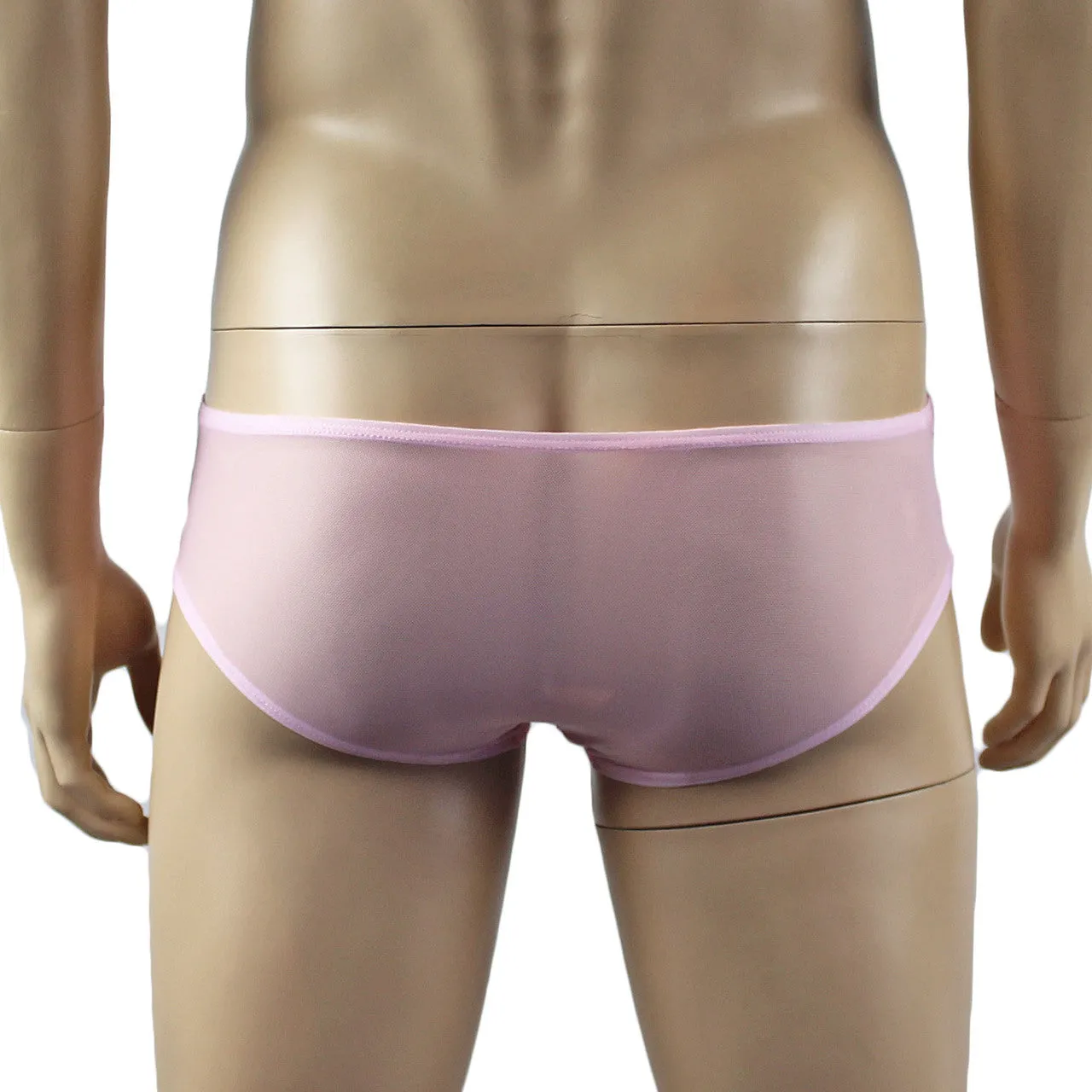 Mens Kristy Lingerie Sexy Lace and Mesh Panty Brief Light Pink