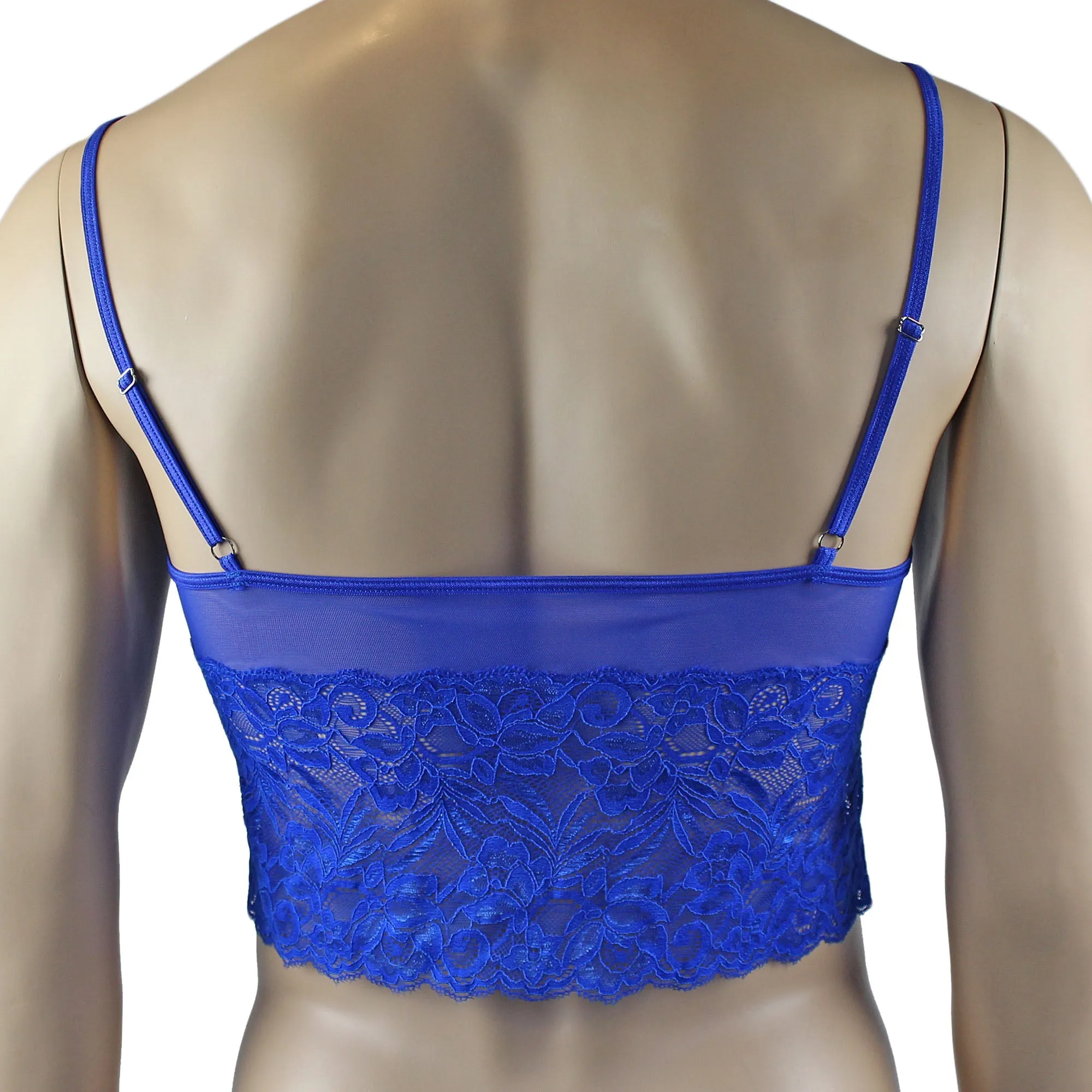 Mens Kristy Sexy Lace Camisole Bra Top and Bikini Brief Blue