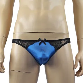 Mens Risque Bikini Brief Teal and Black Lace