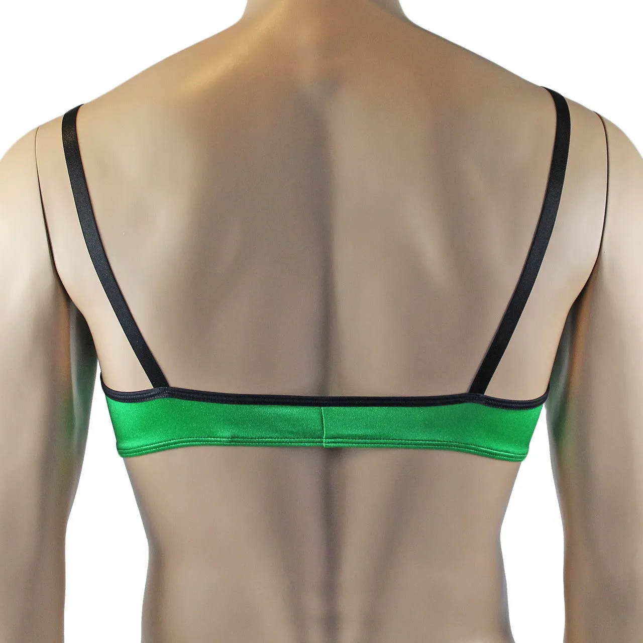 Mens Risque Bra Top, Thong and Garterbelt Green and Black