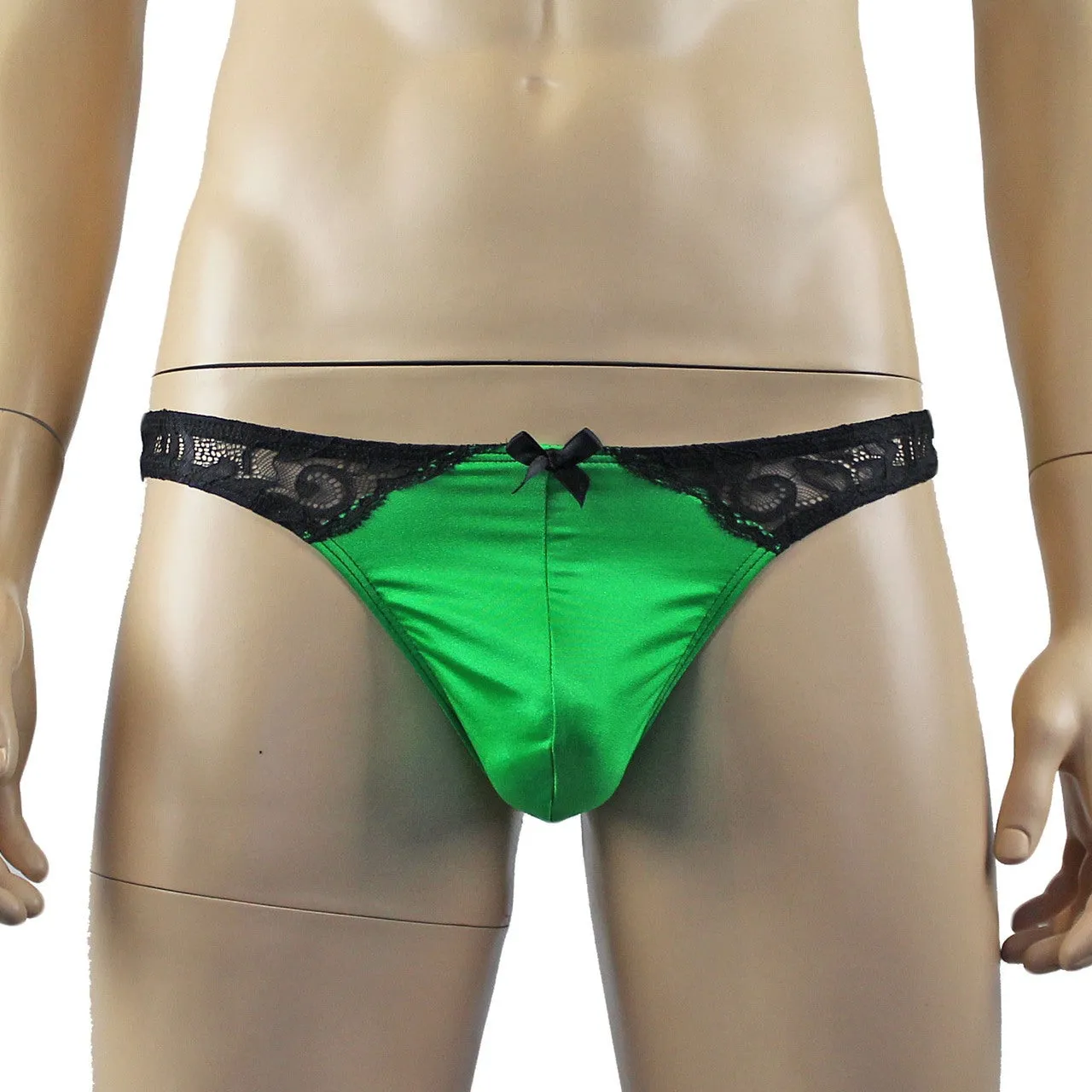 Mens Risque Bra Top, Thong and Garterbelt Green and Black