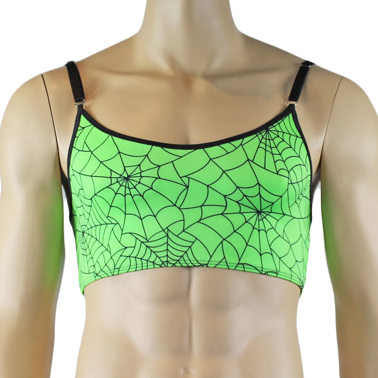 Mens Spider Web Camisole Bra Top Lime Green or Hot Pink