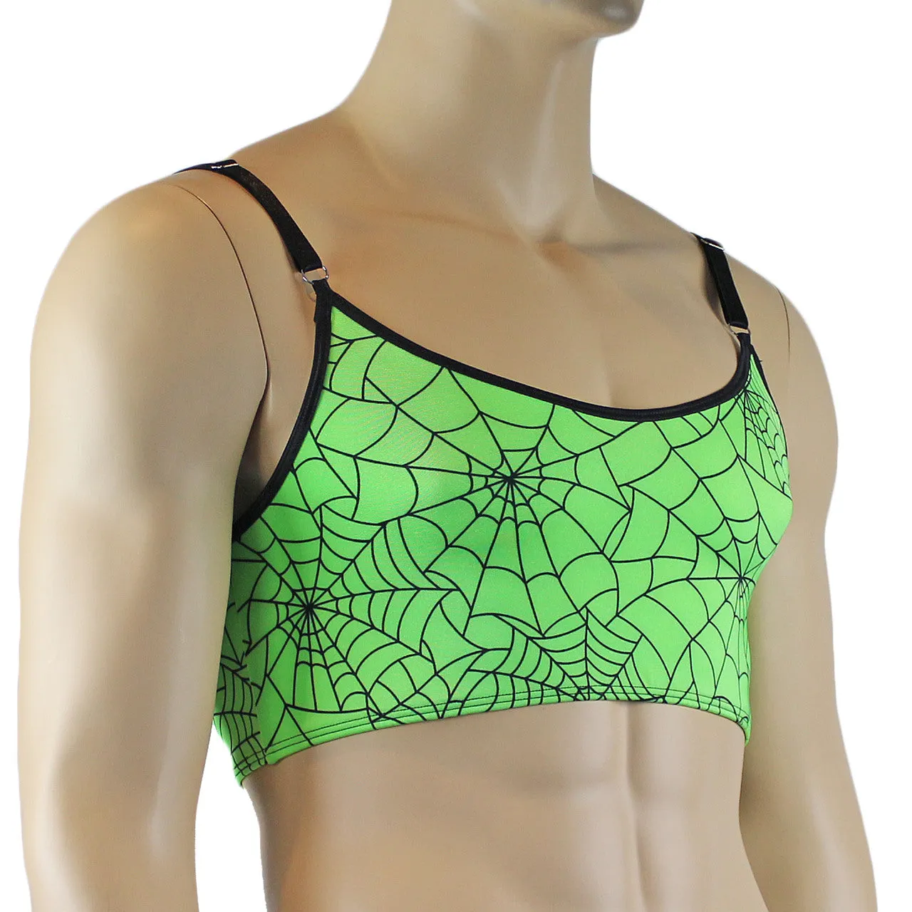 Mens Spider Web Camisole Bra Top Lime Green or Hot Pink